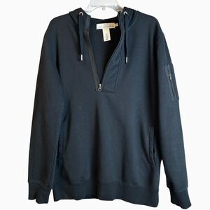 L.O.G.G Mens Oversized Size Small 1/4 Zip Pullover Black Terry Cotton Google